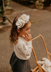 Ivory Ruffled Silk Headband