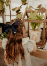 Navy Silk Big Bow Clip