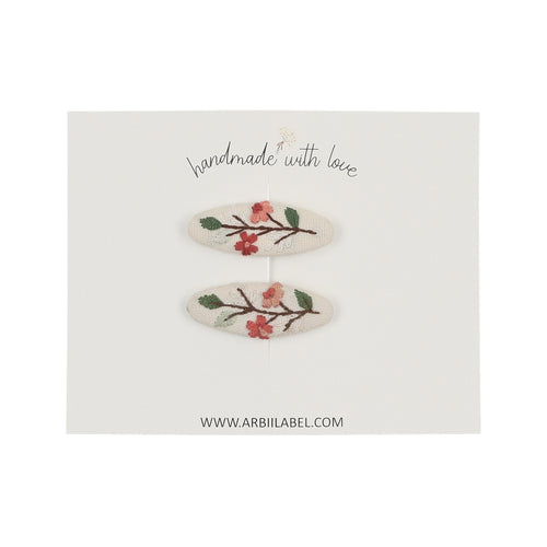 Mini Embroidered Sorbet Branch Clips