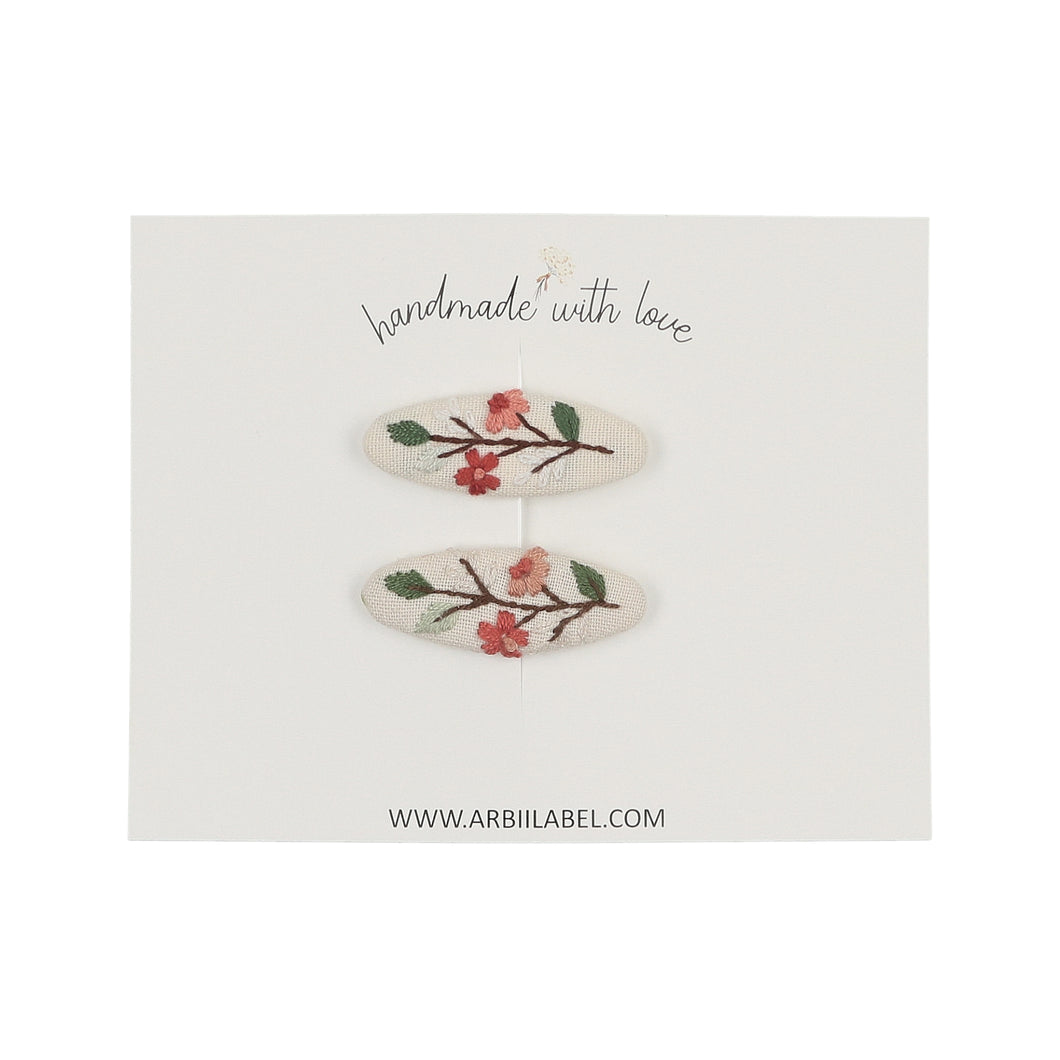 Mini Embroidered Sorbet Branch Clips
