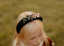 Black Ribbed Rose Embroidered Headband