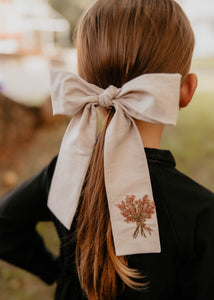 Oversized Bow with Bouquet Embroidery