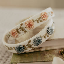 Blue Embroidered Rosette Headband