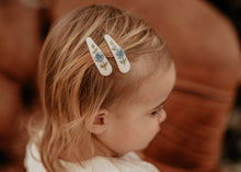 Mini Blue Rosette Embroidered Clips