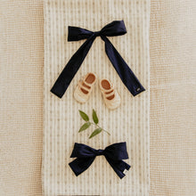 Navy Silk Oversized Thin Bow