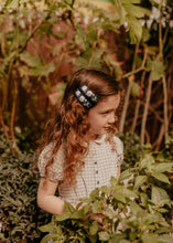 Navy Floral Embroidered Clips