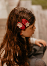 Red Flat Flower Crochet Clips