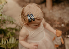 Mini Navy Floral Embroidered Clips