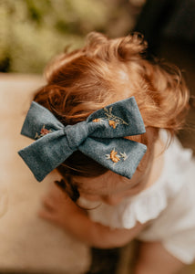 Embroidered Denim Floral Baby Band