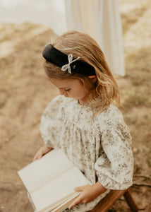 Black Velvet Padded Headband with Lace Detail