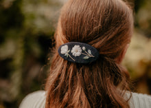 Navy Floral Embroidered Barrette