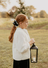 Black Ribbed Scrunchie with Crochet Detail