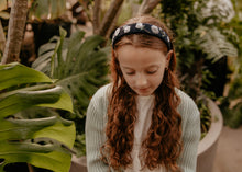 Navy Floral Embroidered Headband
