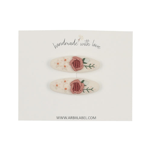 Embroidered Roses Clips