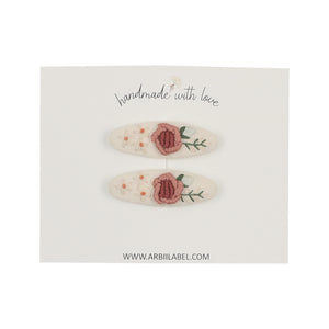Embroidered Roses Clips