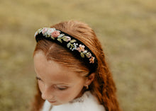 Ribbon Embroidery on Black Velvet Headband