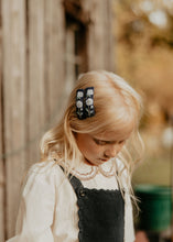 Navy Floral Embroidered Clips