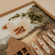 Mini Brown Rustic Embroidered Clips