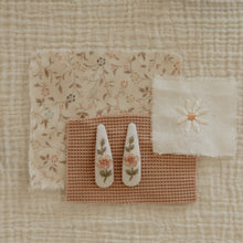 Mini Pink Rosette Embroidered Clips