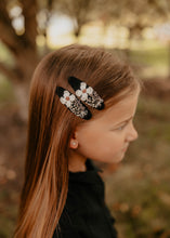 Black Anemone Embroidered Clips