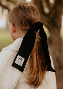 Black Corduroy Doll Hair Tie