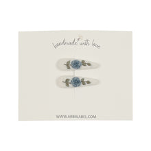 Mini Blue Rosette Embroidered Clips