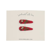 Mini Red Rose Bud Embroidered Clips