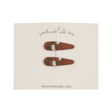 Mini Brown Rustic Embroidered Clips