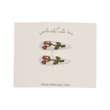 Mini White Rose Bud Embroidered Clips