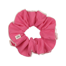Hot Pink Lace Trim Scrunchie