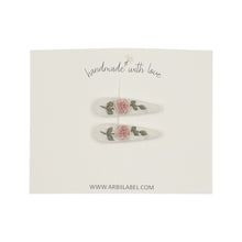 Mini Pink Rosette Embroidered Clips