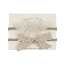 3 Sheer Bows / Beige Silk Newborn Gift Set