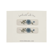 Blue Rosette Embroidered Clips