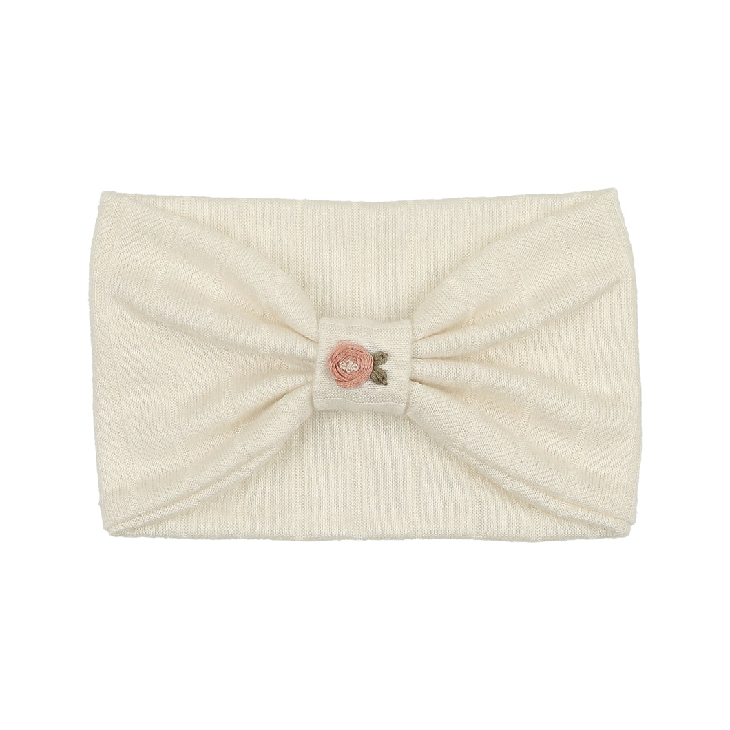 Ivory Knit Embroidered Turban