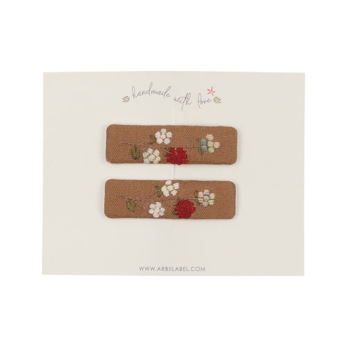 Rustic Raspberries Embroidered Clips