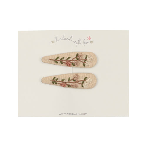 Budding Branch Embroidered Clips