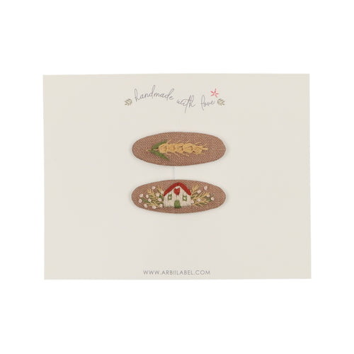 Mini Cabin/Wheat Embroidered Clips