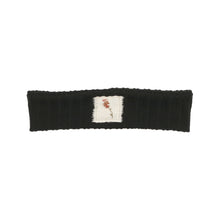 Black Wide Ribbed Embroidered Stem Band
