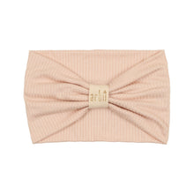 Beige Ribbed Logo Turban