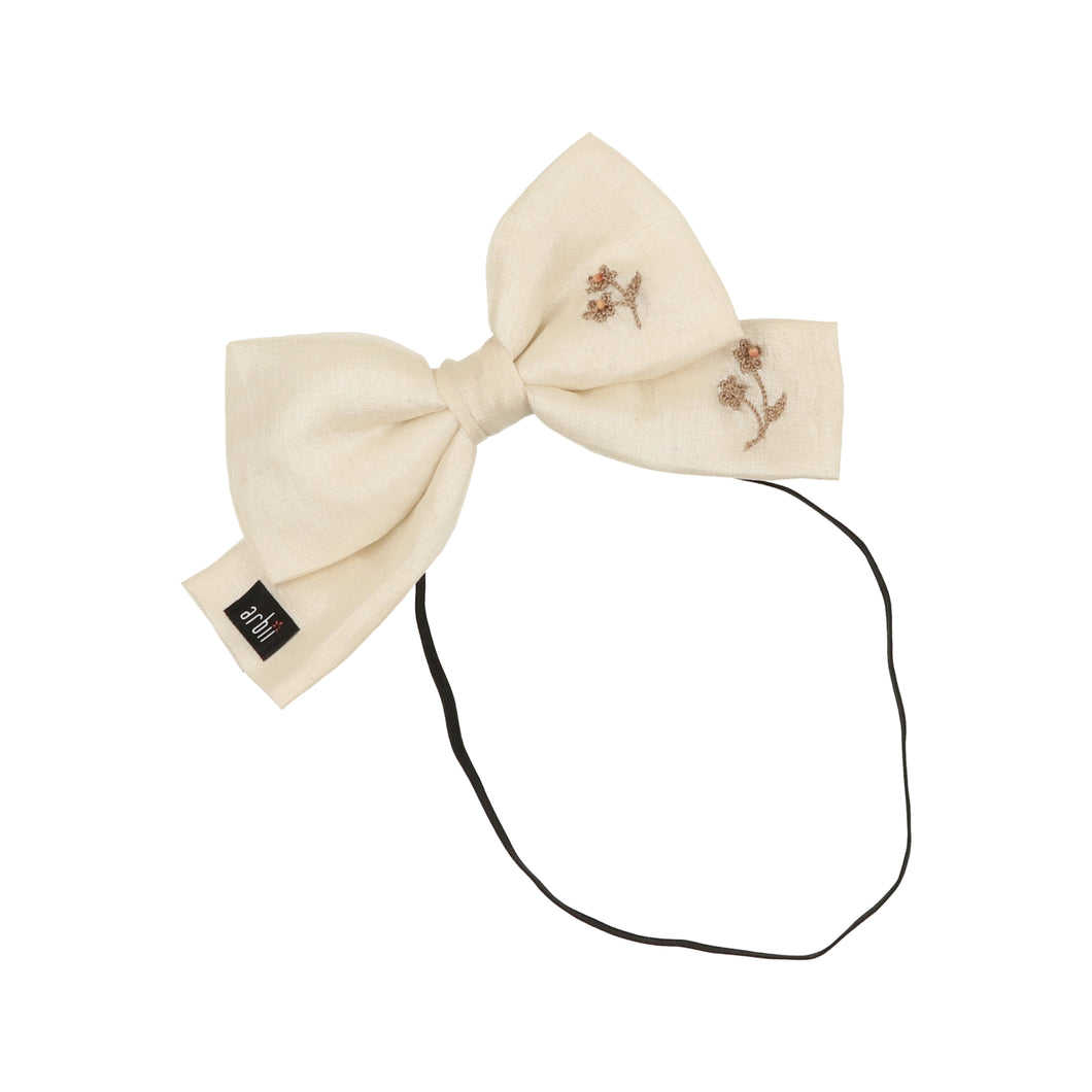 Ivory Silk Embroidered Dolly Bow