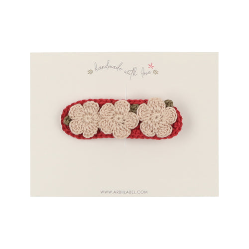 Red Crochet Flower Barrette