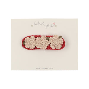 Red Crochet Flower Barrette