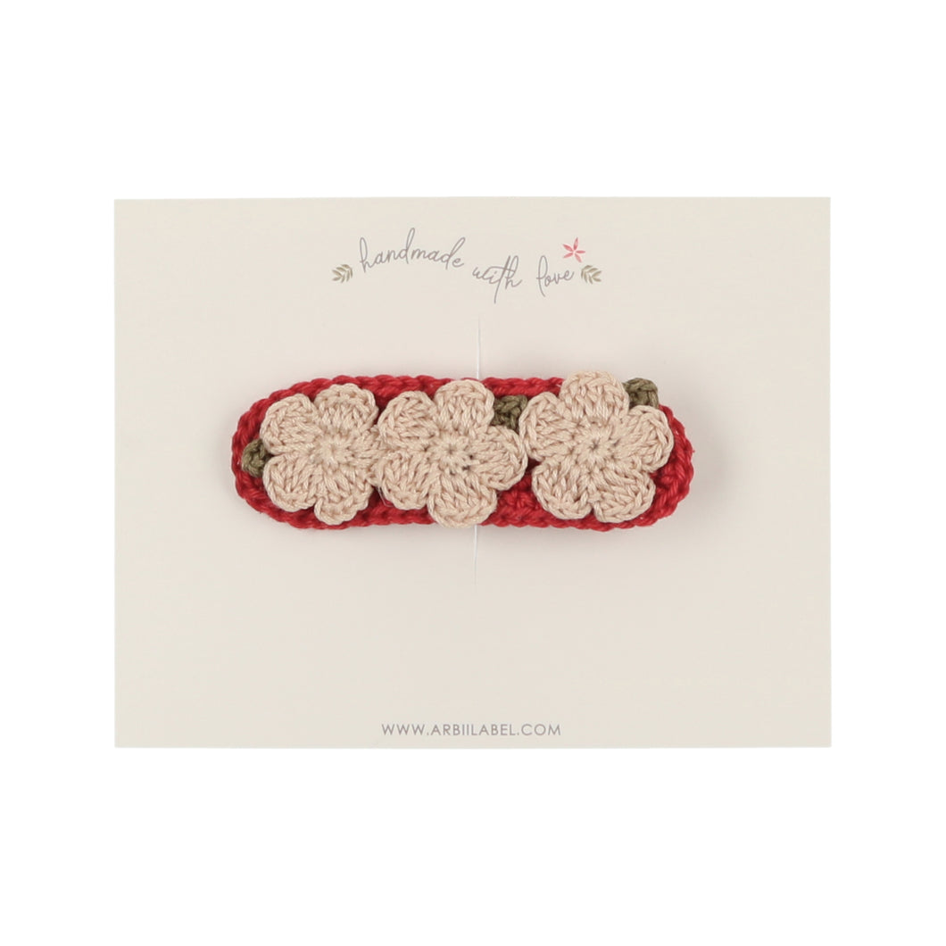 Red Crochet Flower Barrette