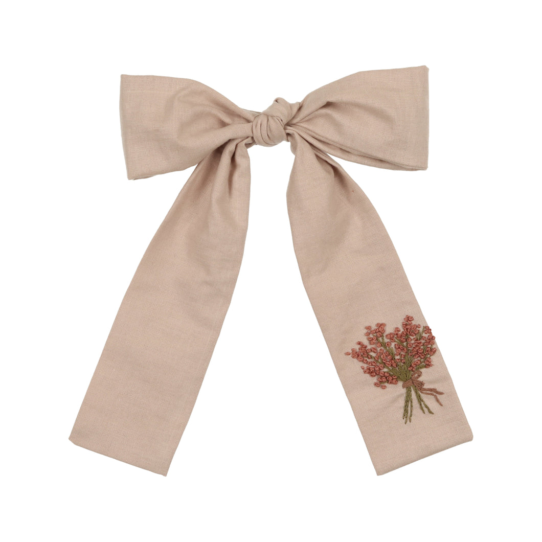 Oversized Bow with Bouquet Embroidery