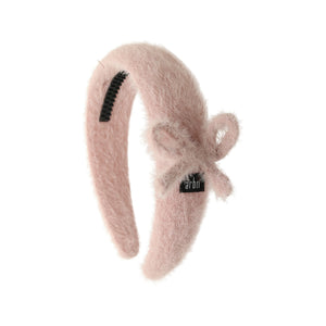 Blush Pink Mohair Headband with Bow Detail