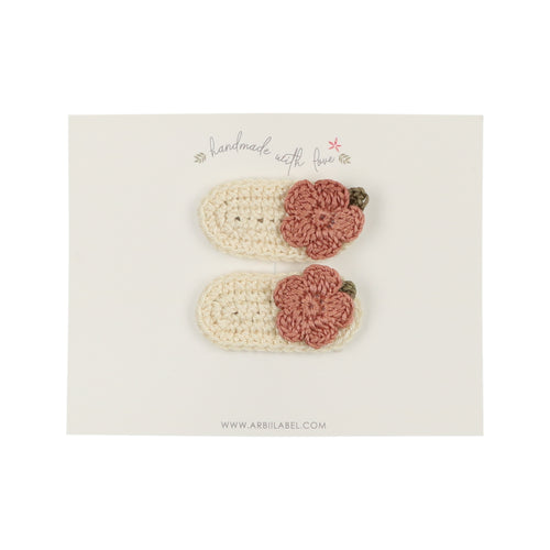 Ivory Flat Flower Crochet Clips