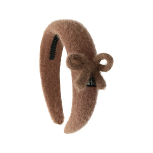 Mocha Mohair Headband with Bow Detail