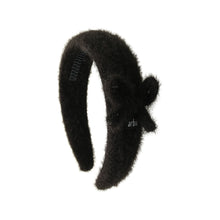 Black Mohair Headband with Bow Detail