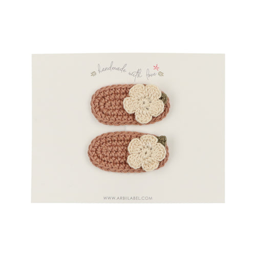 Mauve Flat Flower Crochet Clips
