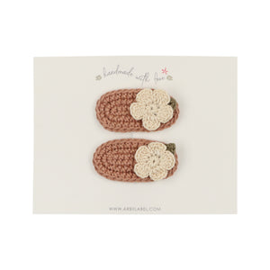 Mauve Flat Flower Crochet Clips